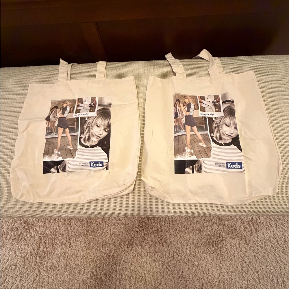 Taylor Swift Keds Beige Tote with Fashion Print